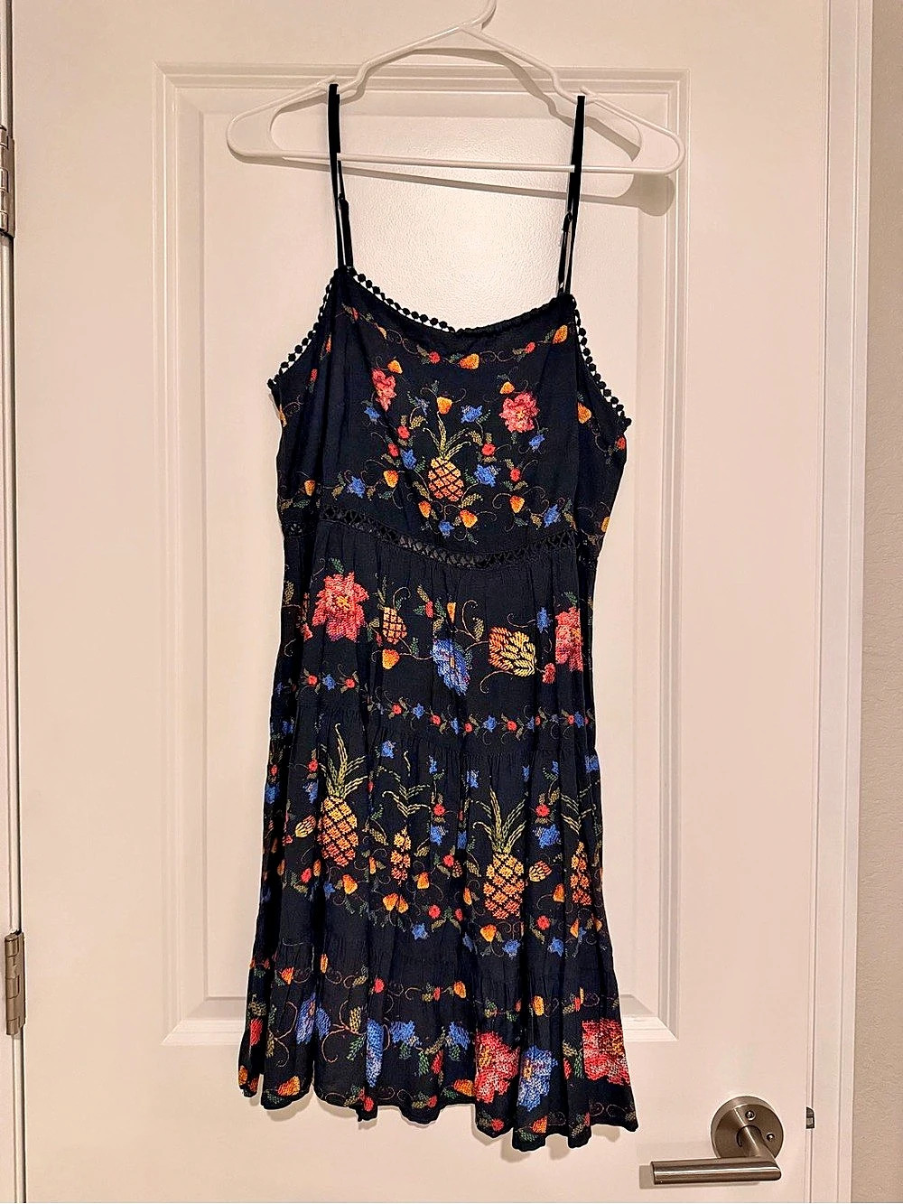 Farm Rio Floral Mini Dress in Black & Orange Like New
